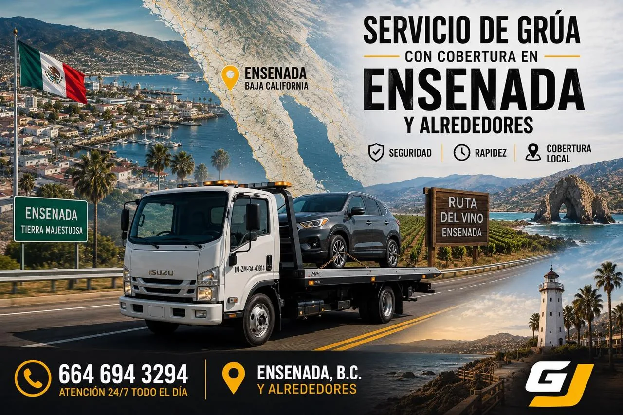 Servicio de grúa de Grúas JEC con cobertura en Ensenada Baja California