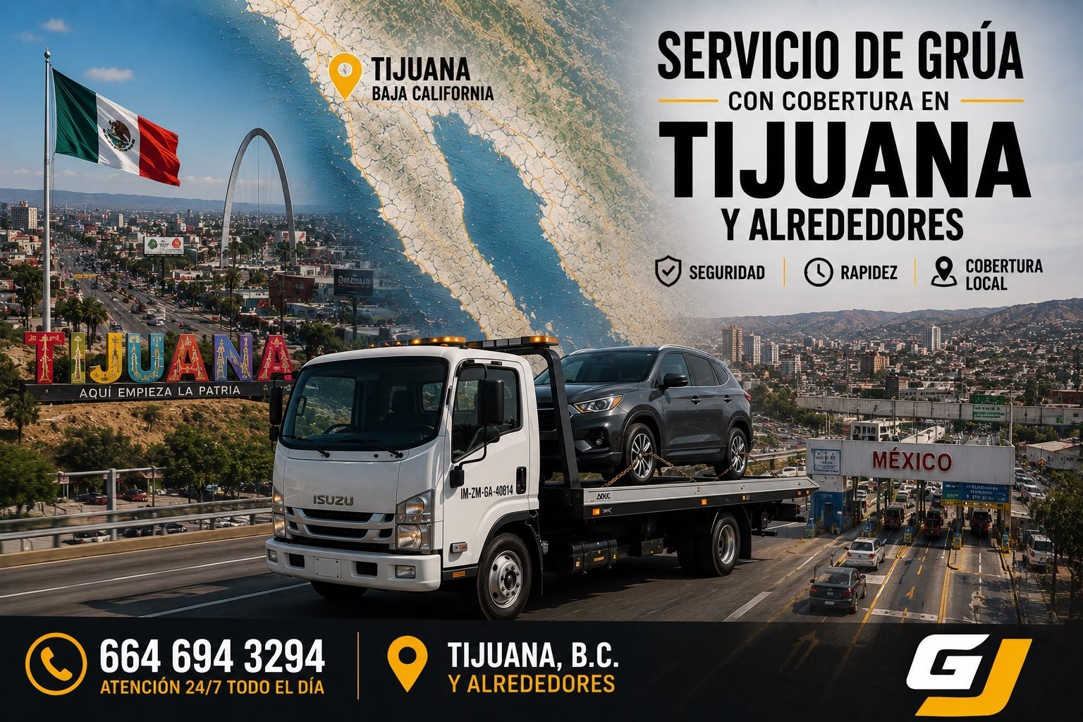 Servicio de grúa de Grúas JEC con cobertura en Tijuana Baja California